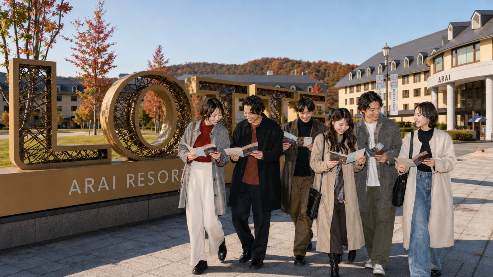 秋のLOTTE ARAI RESORTを散策するイベント参加者のイメージ